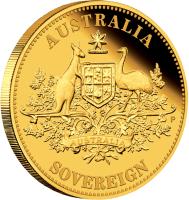 reverse of 25 Dollars - Elizabeth II - The Sovereign - 4'th Portrait (2009 - 2012) coin with KM# 1397 from Australia. Inscription: AUSTRALIA AUSTRALIA P SOVEREIGN