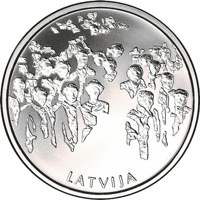 obverse of 5 Euro - The Garden of Destiny (2018) coin from Latvia. Inscription: LATVIJA