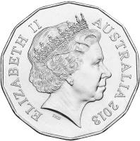 Australia coin 50 Cents - Elizabeth II - Year of the Snake - 4'th Portrait (2013) obverse obverse of 50 Cents - Elizabeth II - Year of the Snake - 4'th Portrait (2013) coin with KM# 2011 from Australia. Inscription: ELIZABETH II AUSTRALIA 2013 IRB