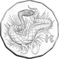 reverse of 50 Cents - Elizabeth II - Year of the Snake - 4'th Portrait (2013) coin with KM# 2011 from Australia. Inscription: 50