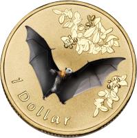 Australia coin 1 Dollar - Elizabeth II - Flying Fox - 4'th Portrait (2011) reverse reverse of 1 Dollar - Elizabeth II - Flying Fox - 4'th Portrait (2011) coin with KM# 1647 from Australia. Inscription: 1 Dollar