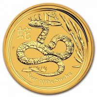 Gold coin 15 Dollars - Elizabeth II 4th portrait; 蛇. P. Year of the Snake.