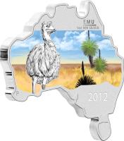 Australia coin 1 Dollar - Elizabeth II - Emu (2012) reverse reverse of 1 Dollar - Elizabeth II - Emu (2012) coin with KM# 1792 from Australia. Inscription: EMU 1 OZ 999 SILVER P 2012