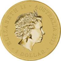 obverse of 1 Dollar - Elizabeth II - Echidna - 4'th Portrait (2013) coin with KM# 1913 from Australia. Inscription: ELIZABETH II · AUSTRALIA 2013 IRB · 1 DOLLAR ·