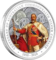 Australia coin 1 Dollar - Elizabeth II - 100th Anniversary of Australian Commonwealth Silver Coinage - 4'th Portrait (2010) reverse reverse of 1 Dollar - Elizabeth II - 100th Anniversary of Australian Commonwealth Silver Coinage - 4'th Portrait (2010) coin with KM# 1383 from Australia. Inscription: CENTENARY OF AUSTRALIAN COMMONWEALTH SILVER COINAGE 1910 - 2010