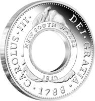 reverse of 1 Dollar - Elizabeth II - 200th Anniversary of the Australian Holley Dollar and Dump - 4'th Portrait (2013) coin with KM# 1916 from Australia. Inscription: CAROLUS*III* DEI*GRATIA NEW SOUTH WALES 1813 1788