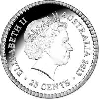 obverse of 25 Cents - Elizabeth II - 200th Anniversary of the Australian Holley Dollar and Dump (2013) coin with KM# 1916 from Australia. Inscription: ELIZABETH II * AUSTRALIA 2013 25 CENTS