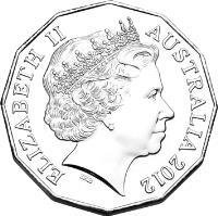 Australia coin 50 Cents - Elizabeth II - 50th Anniversary of the Australian Ballet - 4'th Portrait (2012) obverse obverse of 50 Cents - Elizabeth II - 50th Anniversary of the Australian Ballet - 4'th Portrait (2012) coin with KM# 1854 from Australia. Inscription: ELIZABETH II AUSTRALIA 2012