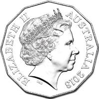 Australia coin 50 Cents - Elizabeth II - 60th Anniversary of the Coronation of Her Majesty Queen Elizabeth II - 4'th Portrait (2013) obverse obverse of 50 Cents - Elizabeth II - 60th Anniversary of the Coronation of Her Majesty Queen Elizabeth II - 4'th Portrait (2013) coin with KM# 2094 from Australia. Inscription: ELIZABETH II AUSTRALIA 2013