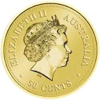 obverse of 50 Cents - Elizabeth II - Year of the Dog (2006) coin from Australia. Inscription: ELIZABETH II AUSTRALIA 50 CENTS