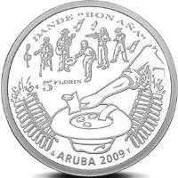 Aruba coin 5 Florin - Beatrix - Dande (2009) reverse reverse of 5 Florin - Beatrix - Dande (2009) coin with KM# 43 from Aruba. Inscription: DANDE