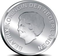 obverse of 5 Florin - Beatrix - Lighthouse California (2010) coin with KM# 46 from Aruba. Inscription: BEATRIX KONINGIN DER NEDERLANDEN