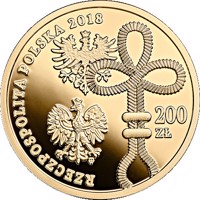 obverse of 200 Złotych - 100th Anniversary of the Outbreak of the Wielkopolskie Uprising (2018) coin from Poland. Inscription: RZECZPOSPOLITA POLSKA 2018 200 ZŁ mw