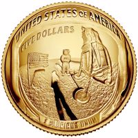 United States coin 5 Dollars - Apollo 11 50th Anniversary (2019) reverse reverse of 5 Dollars - Apollo 11 50th Anniversary (2019) coin from United States. Inscription: UNITED STATES OF AMERICA FIVE DOLLARS E PLURIBUS UNUMั