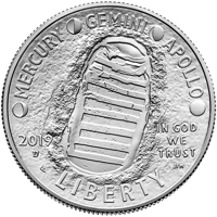 United States coin ½ Dollar - Apollo 11 50th Anniversary (2019) obverse obverse of ½ Dollar - Apollo 11 50th Anniversary (2019) coin from United States. Inscription: MERCURY GEMINI APOLLO 2019 D/S IN GOD WE TRUST LIBERTY