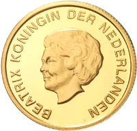 obverse of 100 Florin - Beatrix - Status Aparte (2001) coin with KM# 23 from Aruba. Inscription: BEATRIX KONINGIN DER NEDERLANDEN