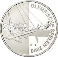 Aruba coin 25 Florin - Beatrix - Olympics (2000) reverse reverse of 25 Florin - Beatrix - Olympics (2000) coin with KM# 21 from Aruba. Inscription: 25 FLORIN ARUBA OLYMPISCHE SPELEN 2000