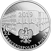 obverse of 10 Złotych - 100th Anniversary of the Signing of the State Archives Decree (2019) coin from Poland. Inscription: 2019 10 ZŁ mw RZECZPOSPOLITA POLSKA