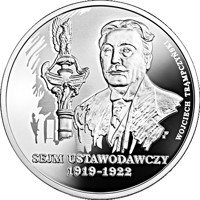 reverse of 10 Złotych - Legislative Sejm of 1919-1922 (2019) coin from Poland. Inscription: WOJCIECH TRĄMPCZYŃSKI W U SEJM USTAWODAWCZY 1919-1922