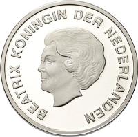 obverse of 5 Florin - Beatrix - San Juan Festival (2008) coin with KM# 42 from Aruba. Inscription: BEATRIX KONINGIN DER NEDERLANDEN