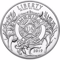 United States coin 1 Dollar - American Legion 100th Anniversary (2019) obverse obverse of 1 Dollar - American Legion 100th Anniversary (2019) coin from United States. Inscription: LIBERTY IN GOD WE TRUST 2019