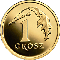 Poland coin 1 Grosz - One Hundred Years of the Złoty (2019) reverse reverse of 1 Grosz - One Hundred Years of the Złoty (2019) coin from Poland. Inscription: 1 GROSZ