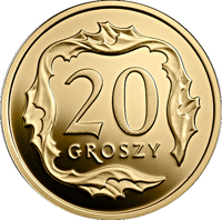 reverse of 20 Groszy - One Hundred Years of the Złoty (2019) coin from Poland. Inscription: 20 GROSZY