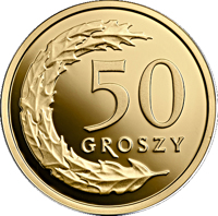 Poland coin 50 Groszy - One Hundred Years of the Złoty (2019) reverse reverse of 50 Groszy - One Hundred Years of the Złoty (2019) coin from Poland. Inscription: 50 GROSZY
