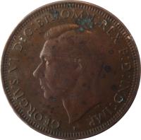 Australia coin 1 Penny - George VI - With IND:IMP (1938 - 1948) obverse obverse of 1 Penny - George VI - With IND:IMP (1938 - 1948) coin with KM# 36 from Australia. Inscription: GEORGIVS VI D:G:BR:OMN:REX F:D:IND:IMP. HP