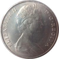 obverse of 1 Crown - Elizabeth II - 2'nd Portrait (1967 - 1970) coin with KM# 4 from Gibraltar. Inscription: ELIZABETH II D · G · REGINA