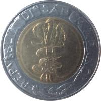 San Marino coin 500 Lire - FAO (1995) obverse obverse of 500 Lire - FAO (1995) coin with KM# 330 from San Marino. Inscription: REPUBBLICA DI SAN MARINO