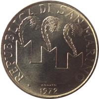 San Marino coin 20 Lire (1972) obverse obverse of 20 Lire (1972) coin with KM# 18 from San Marino. Inscription: REPUBBLICA DI SAN MARINO 1972