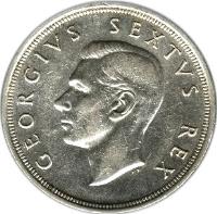 South Africa coin 5 Shillings - George VI - Cape Town Anniversary (1952) obverse obverse of 5 Shillings - George VI - Cape Town Anniversary (1952) coin with KM# 41 from South Africa. Inscription: GEORGIVS SEXTVS REX