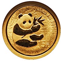 China coin 15 Yuan - 25th Anniversary of Panda Coinage - 2000 design, proof finish (2007) reverse reverse of 15 Yuan - 25th Anniversary of Panda Coinage - 2000 design, proof finish (2007) coin with KM# 1777 from China.
