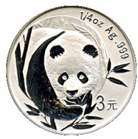 China coin 3 Yuan - 25th Anniversary of Panda Coinage - 2003 design, proof finish (2007) reverse reverse of 3 Yuan - 25th Anniversary of Panda Coinage - 2003 design, proof finish (2007) coin with KM# 1780 from China.