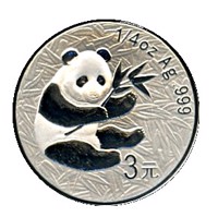 China coin 3 Yuan - 25th Anniversary of Panda Coinage - 2000 design, proof finish (2007) reverse reverse of 3 Yuan - 25th Anniversary of Panda Coinage - 2000 design, proof finish (2007) coin with KM# A1776 from China.