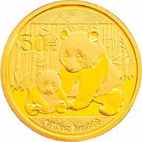 China coin 50 Yuan - Panda; Gold Bullion (2012) reverse reverse of 50 Yuan - Panda; Gold Bullion (2012) coin with KM# 2027 from China.