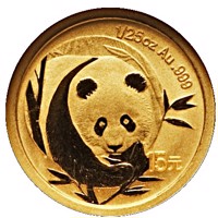 reverse of 15 Yuan - 25th Anniversary of Panda Coinage - 2003 design, proof finish (2007) coin with KM# 1781 from China.