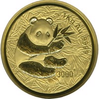 China coin 3000 Yuan - Panda Series - Panda; Gold Bullion (2000) reverse reverse of 3000 Yuan - Panda Series - Panda; Gold Bullion (2000) coin with KM# 1309 from China.