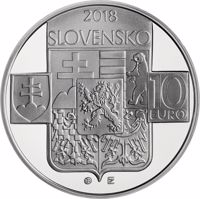 Slovakia coin 10 Euro - 100th anniversary of the establishment of the Czechoslovak Republic (2018) obverse obverse of 10 Euro - 100th anniversary of the establishment of the Czechoslovak Republic (2018) coin from Slovakia. Inscription: 2018 SLOVENSKO 10 EURO
