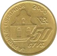 reverse of 50 Centavos - Death of General San Martin (2000) coin with KM# 130 from Argentina. Inscription: LA PATRIA AL LIBERTADOR 50 CTVS. 2000