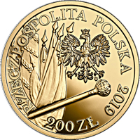 Poland coin 200 Złotych - 420th Anniversary of the Birth of Hetman Stefan Czarniecki (2019) obverse obverse of 200 Złotych - 420th Anniversary of the Birth of Hetman Stefan Czarniecki (2019) coin from Poland. Inscription: RZECZPOSPOLITA POLSKA 2019 mw 200 ZŁ