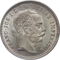 obverse of 10 Kreuzer - Franz Joseph I (1868 - 1872) coin with KM# 2206 from Austria. Inscription: FRANC · IOS · I · D · G · AVSTRIAE IMPERATOR