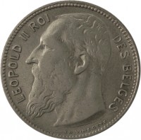Belgium coin 1 Franc - Leopold II - French text (1904 - 1909) obverse obverse of 1 Franc - Leopold II - French text (1904 - 1909) coin with KM# 56 from Belgium. Inscription: LEOPOLD II ROI DES BELGES TH. VINÇOTTE