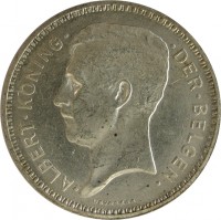 Belgium coin 20 Francs - Albert I - Dutch text (1933 - 1934) obverse obverse of 20 Francs - Albert I - Dutch text (1933 - 1934) coin with KM# 104 from Belgium. Inscription: · ALBERT · KONING · · DER · BELGEN · Devreese