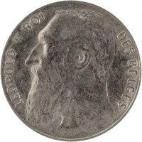Belgium coin 50 Centimes - Leopold II - French text (1901) obverse obverse of 50 Centimes - Leopold II - French text (1901) coin with KM# 50 from Belgium. Inscription: LEOPOLD II ROI DES BELGES