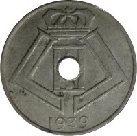 obverse of 5 Centimes - Leopold III - BELGIE-BELGIQUE (1939 - 1940) coin with KM# 111 from Belgium. Inscription: 1940