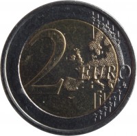 reverse of 2 Euro - Philippe - 100th anniversary of the beginning of the WWI (2014) coin with KM# 345 from Belgium. Inscription: 2 EURO LL