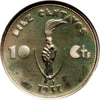 Bolivia coin 10 Centavos (1937) reverse reverse of 10 Centavos (1937) coin with KM# 180 from Bolivia. Inscription: DIEZ CENTAVOS 10 Cts 1937