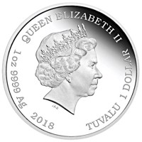 Tuvalu coin 1 Dollar - Elizabeth II - 50 Years of Hot Wheels (2018) obverse obverse of 1 Dollar - Elizabeth II - 50 Years of Hot Wheels (2018) coin from Tuvalu. Inscription: QUEEN ELIZABETH II IRB 1 oz Ag 9999 Ag 2018 TUVALU 1 DOLLAR